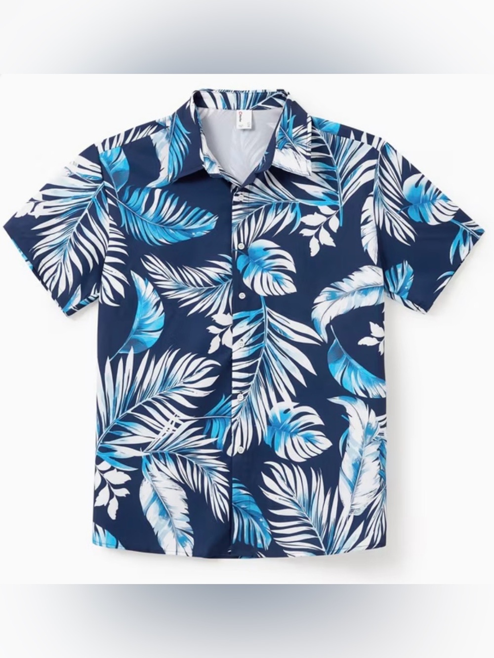 Men's Navy Blue Tropical Print Short-Sleeve Shirt NWT